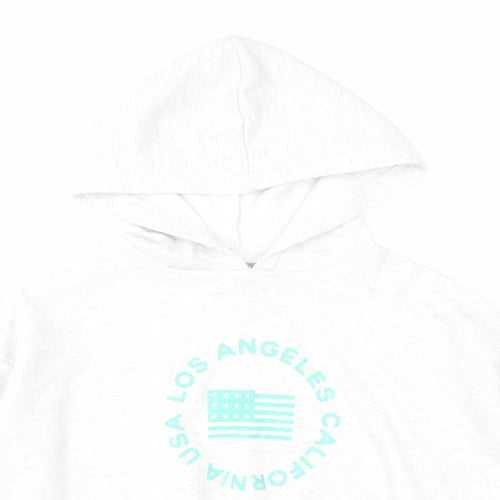 New Look Girls Grey Cotton Pullover Hoodie Size 14-15 Years Pullover - Los Angeles