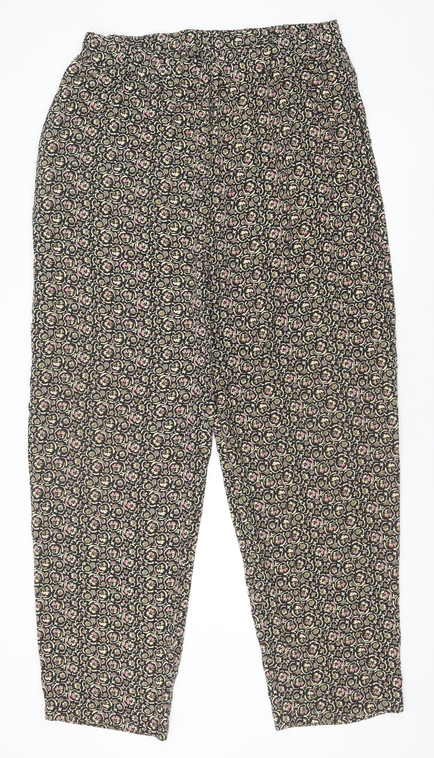 NEXT Womens Brown Geometric Viscose Trousers Size 18 Regular
