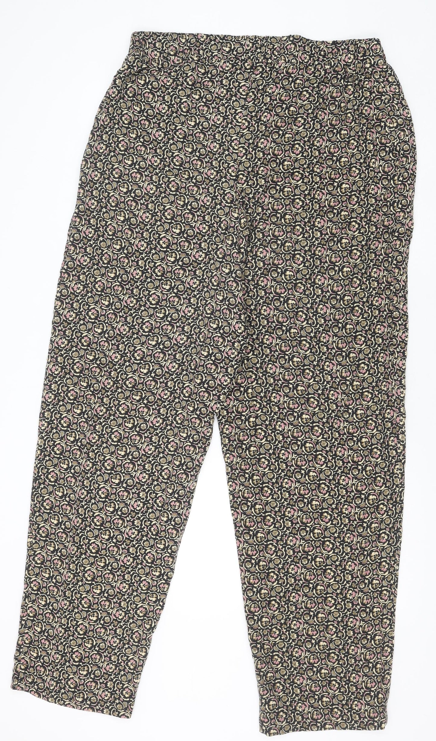 NEXT Womens Brown Geometric Viscose Trousers Size 18 Regular