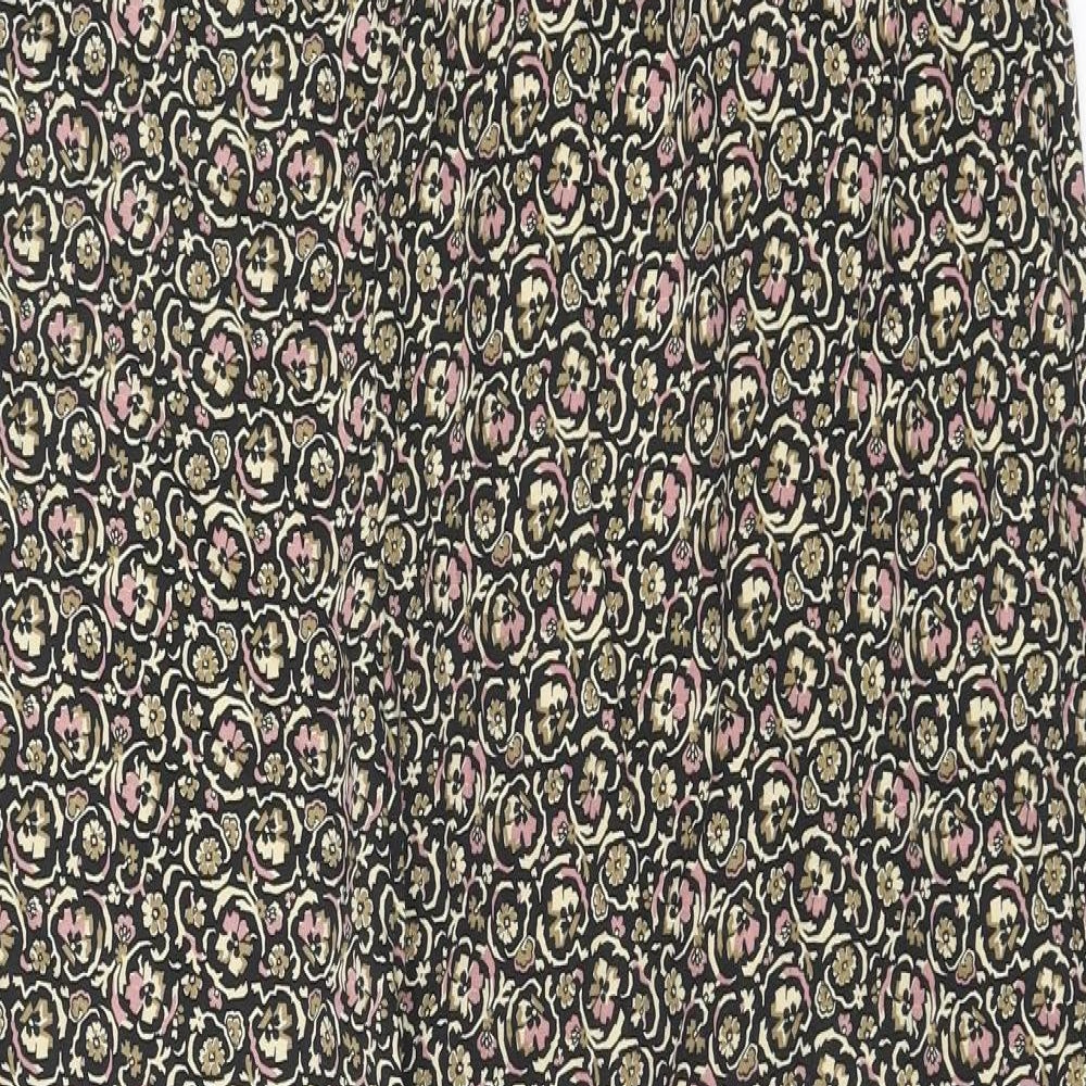NEXT Womens Brown Geometric Viscose Trousers Size 18 Regular