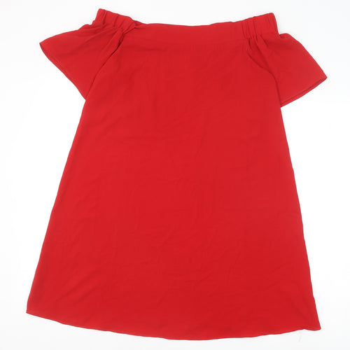 Stella Morgan Womens Red Polyester A-Line Size 10 Off the Shoulder Pullover