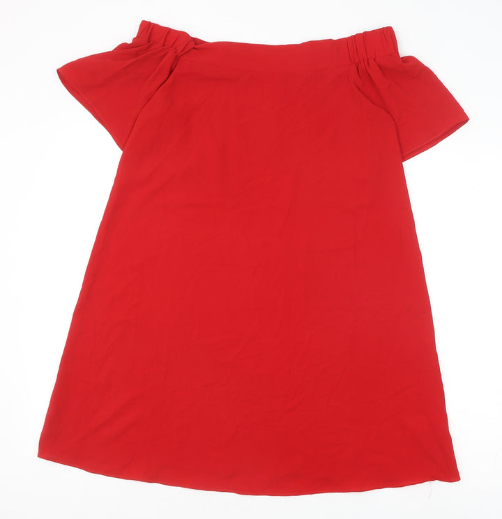 Stella Morgan Womens Red Polyester A-Line Size 10 Off the Shoulder Pullover