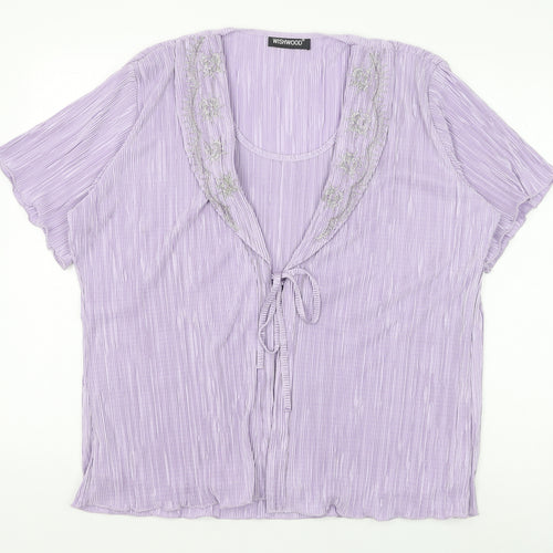Wishwood Womens Purple Polyester Basic Blouse Size XL Round Neck - Twin Set