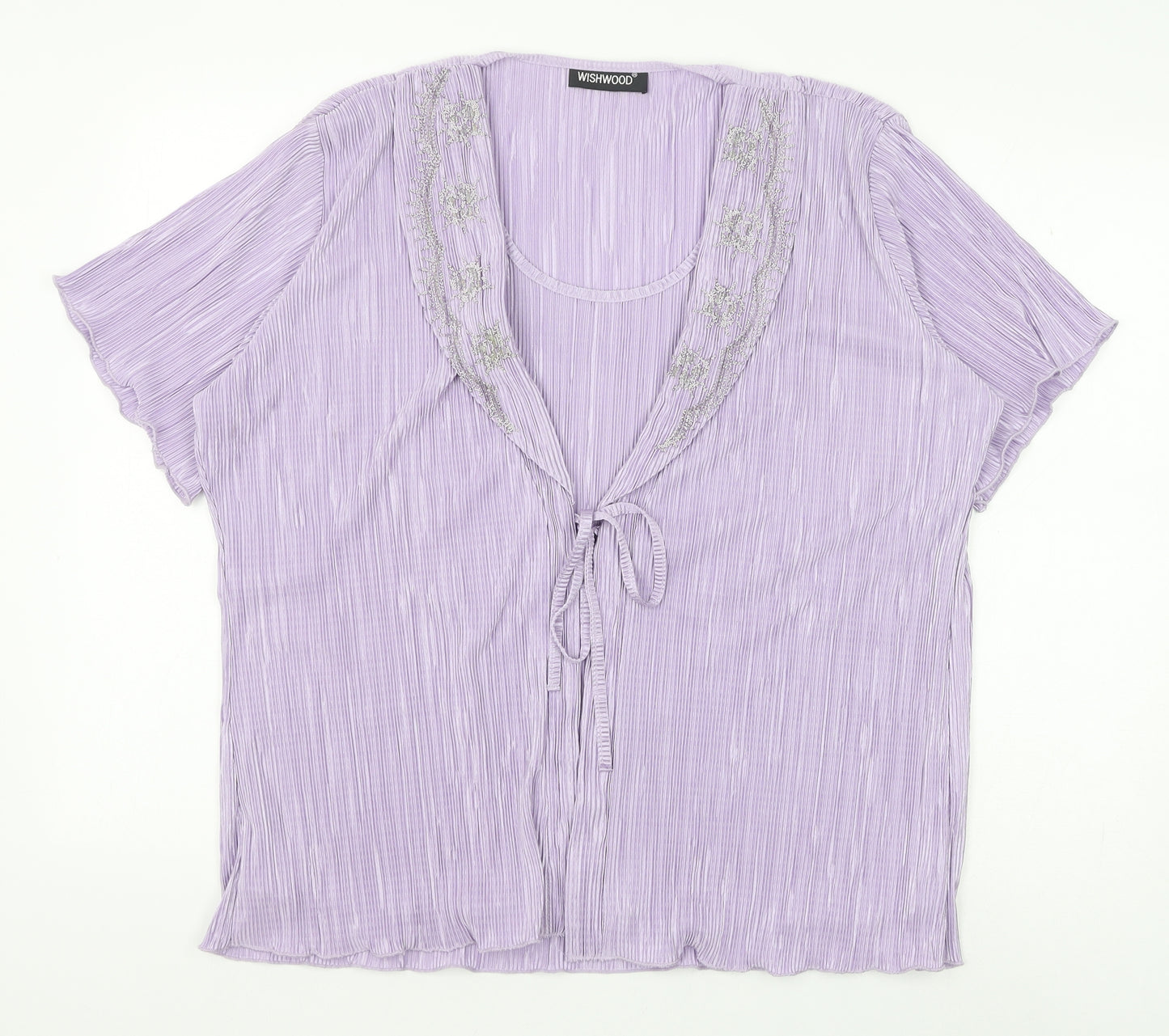 Wishwood Womens Purple Polyester Basic Blouse Size XL Round Neck - Twin Set