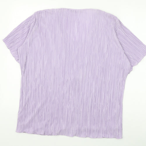 Wishwood Womens Purple Polyester Basic Blouse Size XL Round Neck - Twin Set
