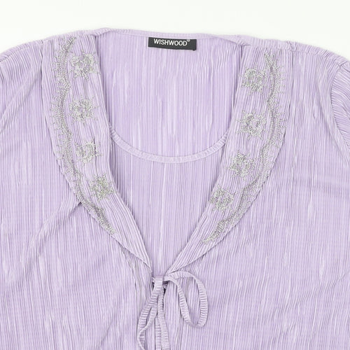 Wishwood Womens Purple Polyester Basic Blouse Size XL Round Neck - Twin Set