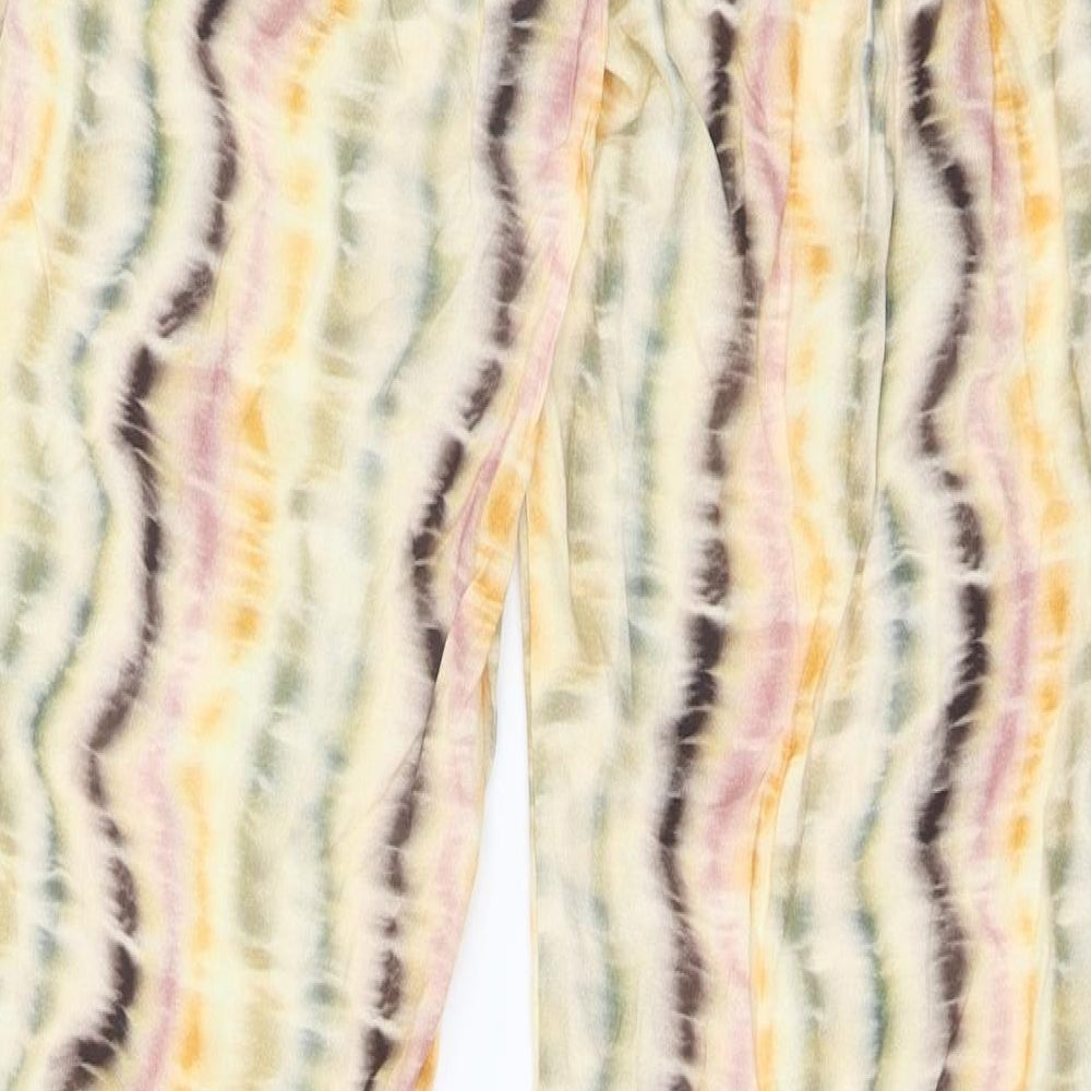 Pull&Bear Womens Multicoloured Geometric Viscose Trousers Size M Regular Zip