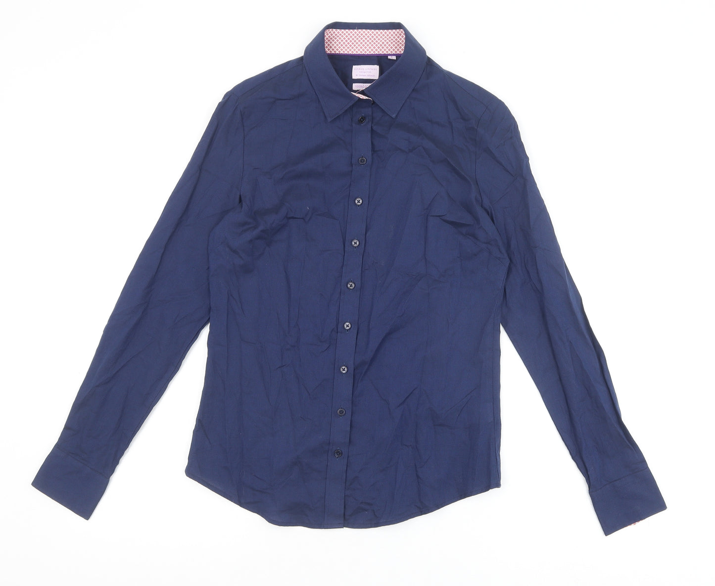 Gianni Feraud Womens Blue 100% Cotton Basic Button-Up Size 8 Collared