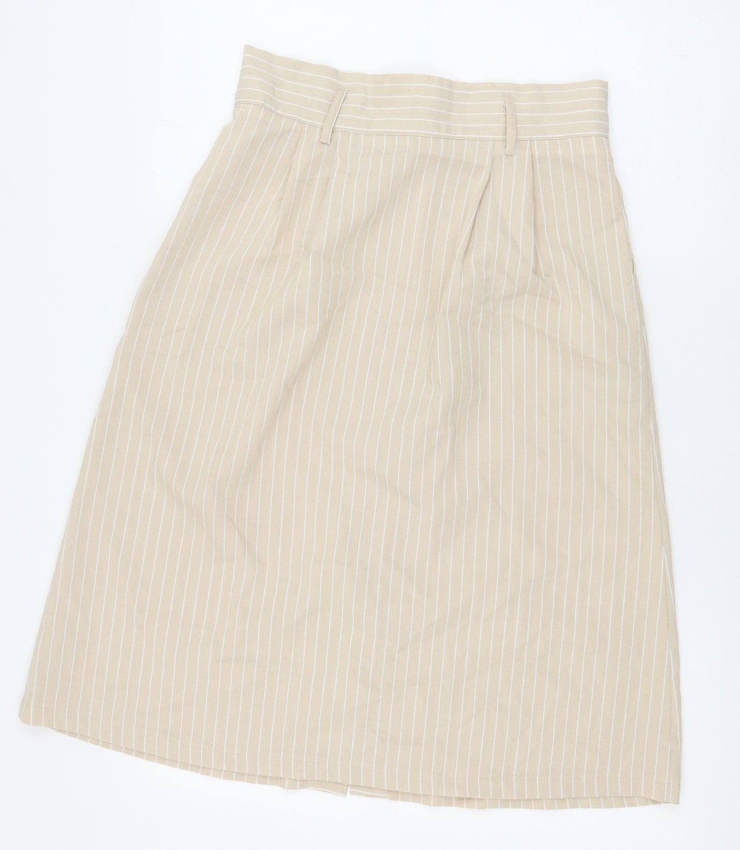 IVIVI Womens Beige Striped Polyester Swing Skirt Size L Button
