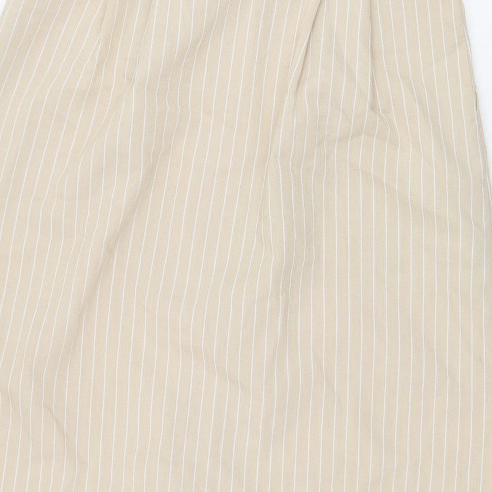 IVIVI Womens Beige Striped Polyester Swing Skirt Size L Button