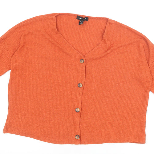 New Look Womens Brown V-Neck Viscose Cardigan Jumper Size M