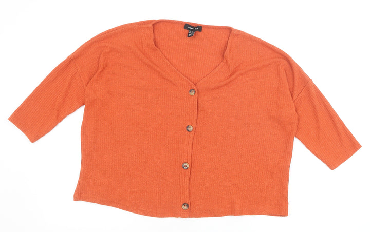New Look Womens Brown V-Neck Viscose Cardigan Jumper Size M