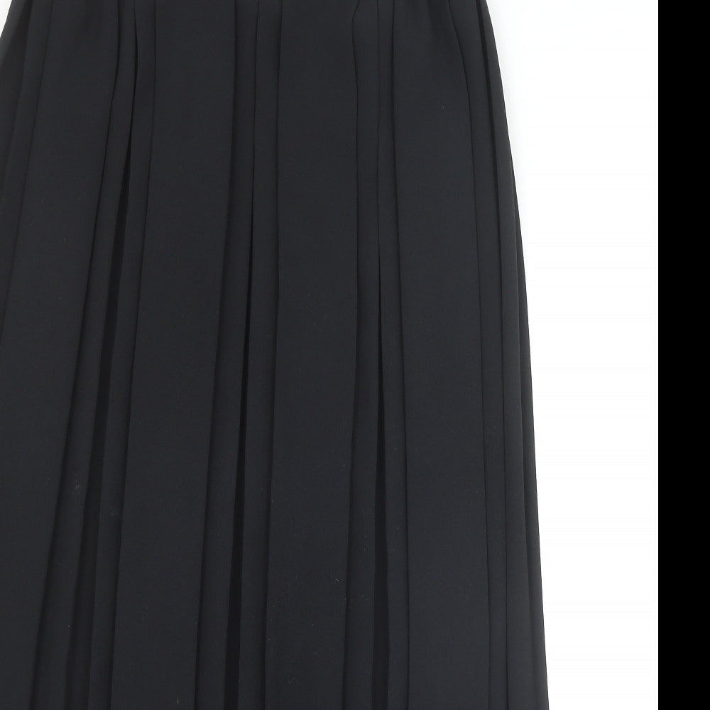 Preworn Womens Black Polyester Pleated Skirt Size 14