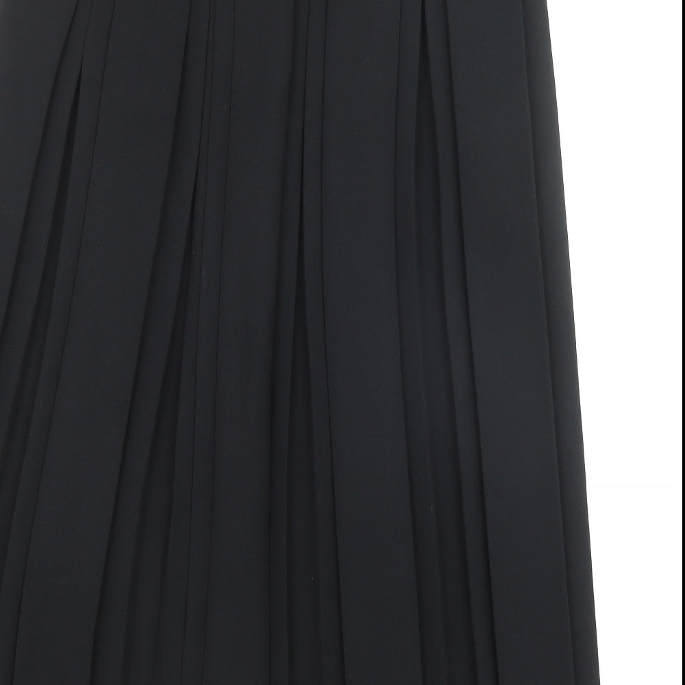 Preworn Womens Black Polyester Pleated Skirt Size 14