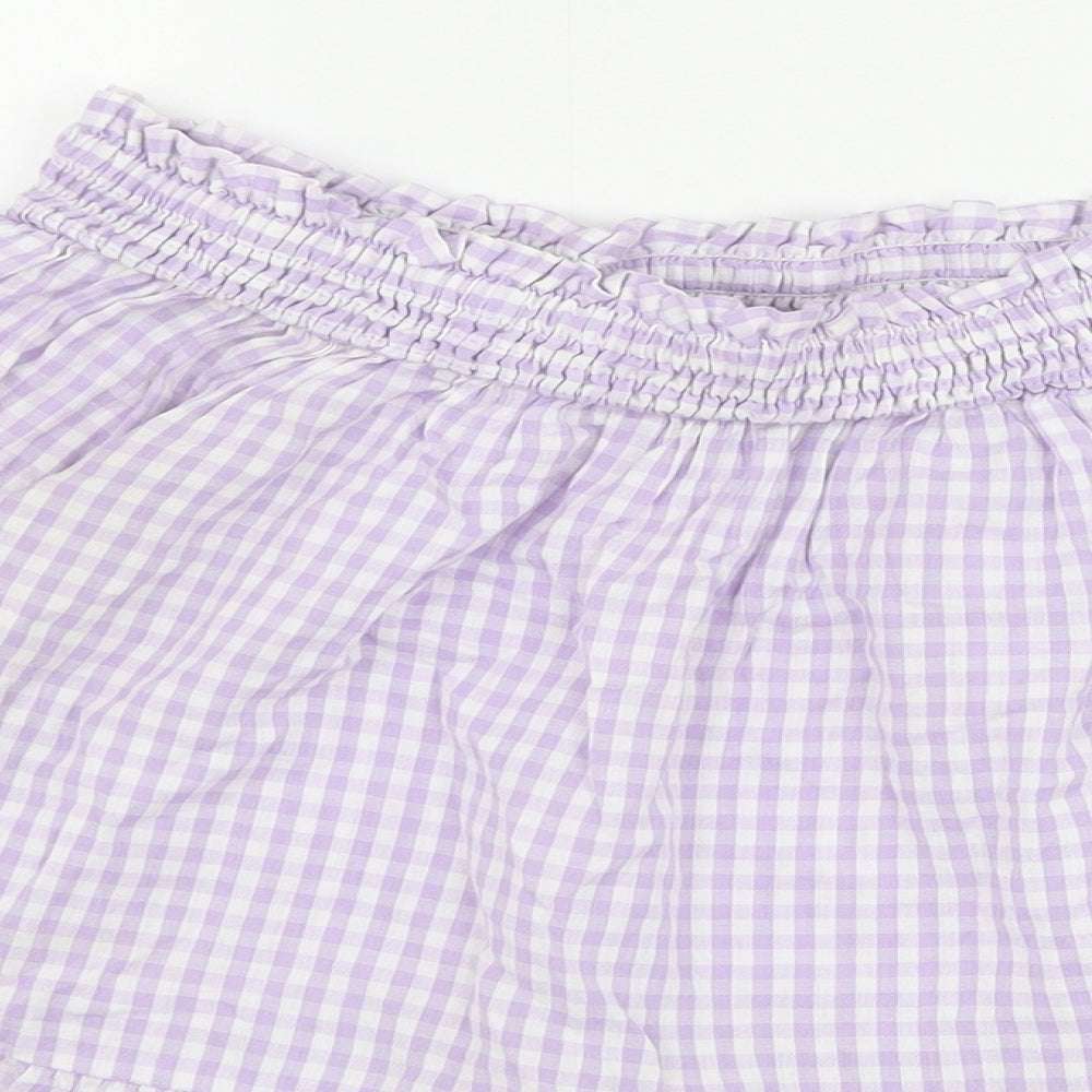 Papaya Womens Purple Check 100% Cotton Basic Blouse Size 8 Boat Neck