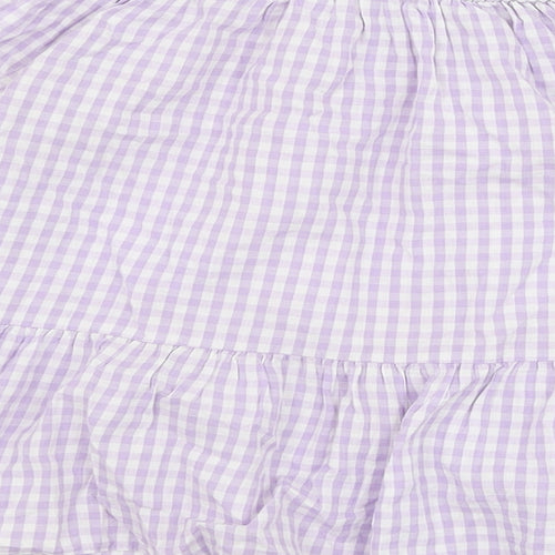 Papaya Womens Purple Check 100% Cotton Basic Blouse Size 8 Boat Neck