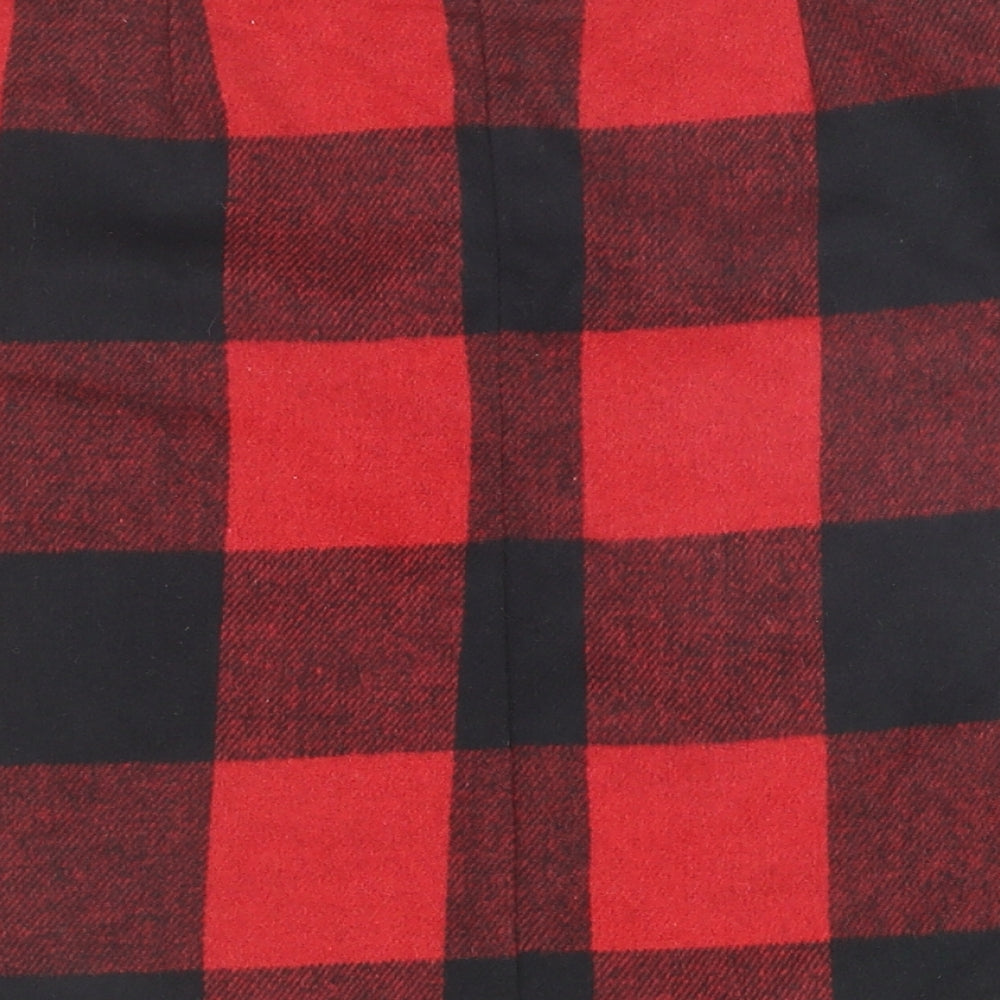 NEXT Womens Red Check Polyester Straight & Pencil Skirt Size 8 Zip