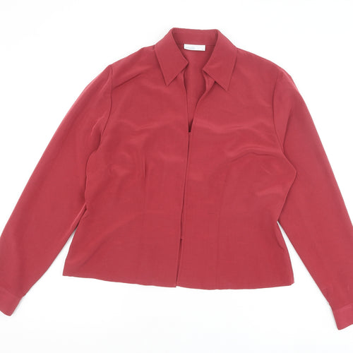 Minosa Womens Red Polyester Basic Blouse Size 14 V-Neck