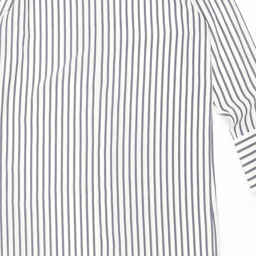 H&M Womens Grey Striped Polyester Shirt Dress Size S Collared Button