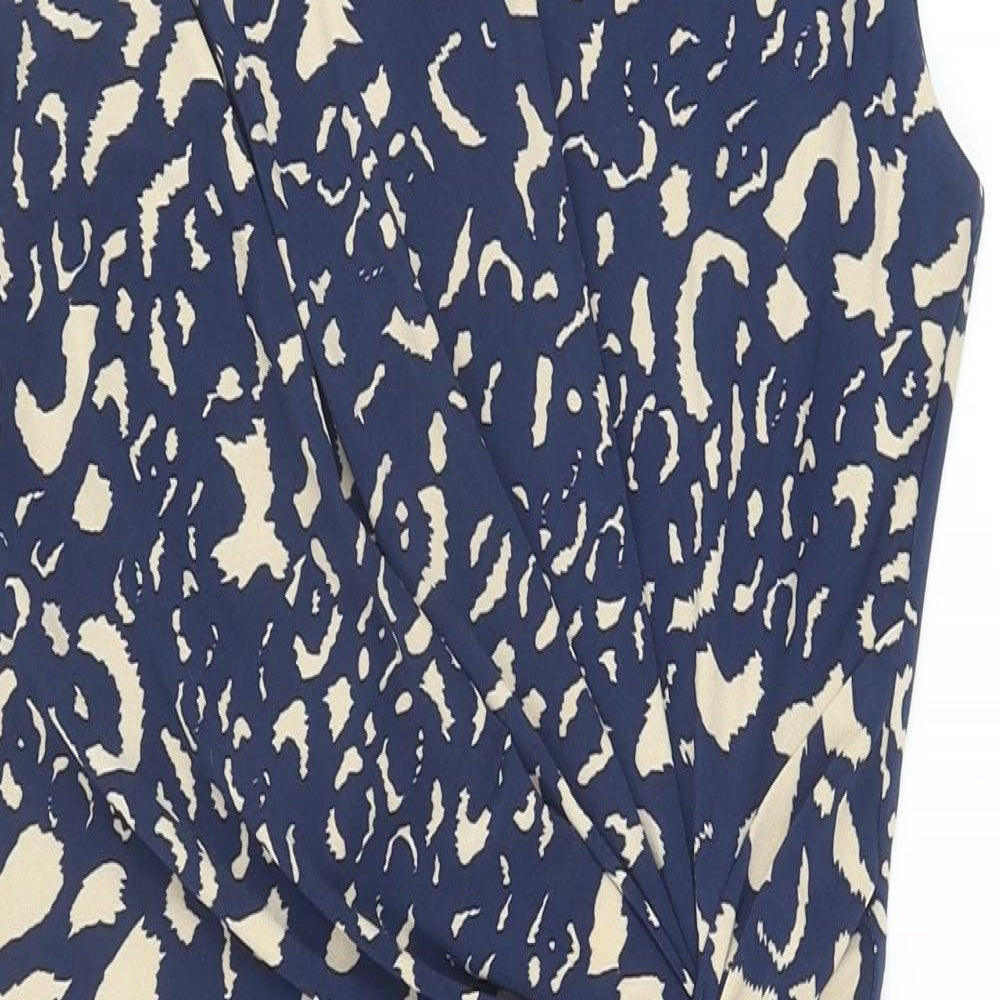Preworn Womens Blue Geometric Polyester A-Line Size 12 Round Neck Pullover