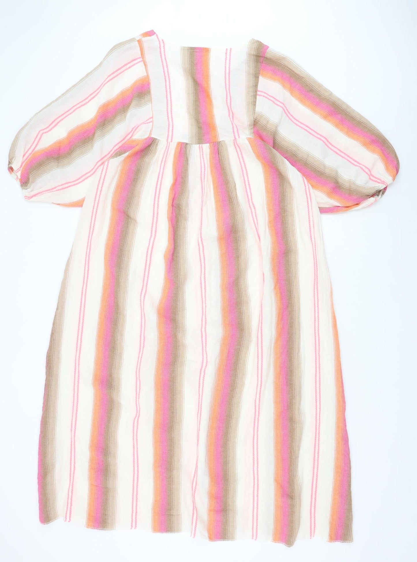 Preworn Womens Multicoloured Striped Cotton Trapeze & Swing One Size Round Neck Tie