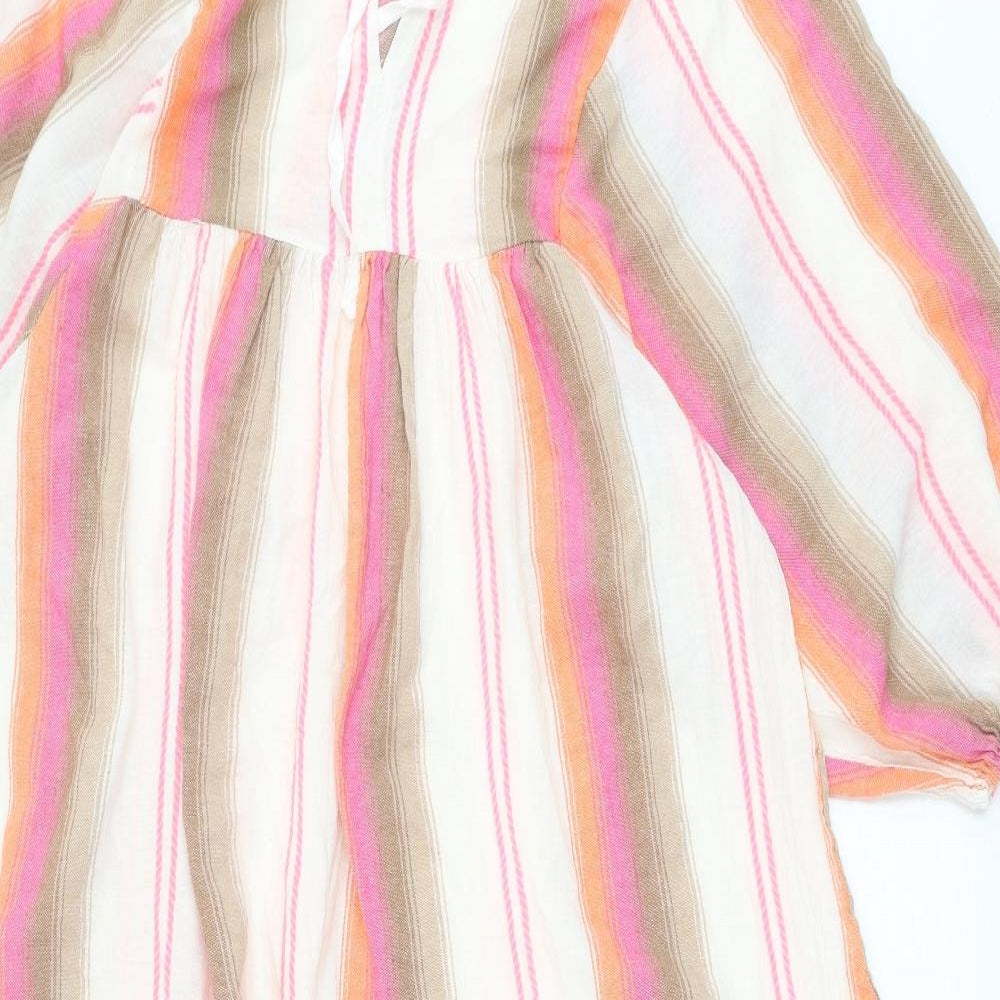 Preworn Womens Multicoloured Striped Cotton Trapeze & Swing One Size Round Neck Tie