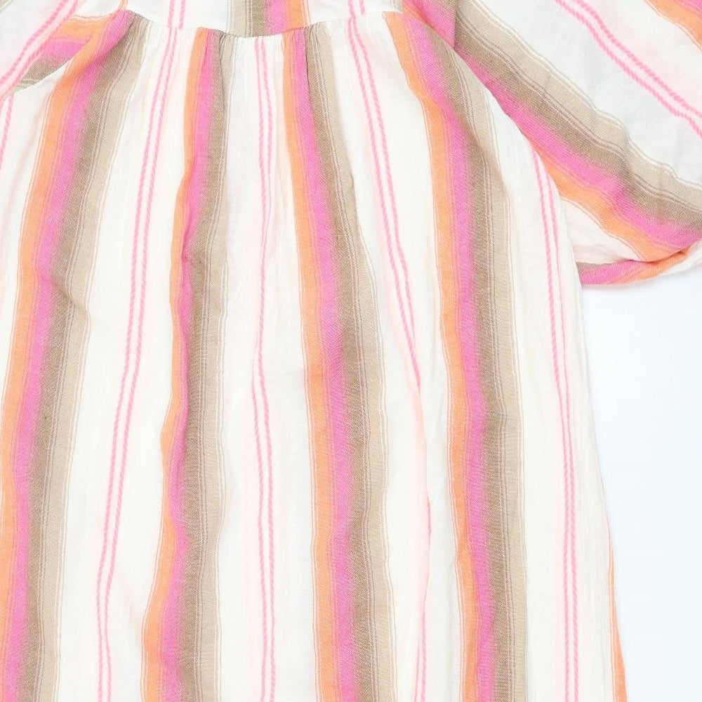 Preworn Womens Multicoloured Striped Cotton Trapeze & Swing One Size Round Neck Tie