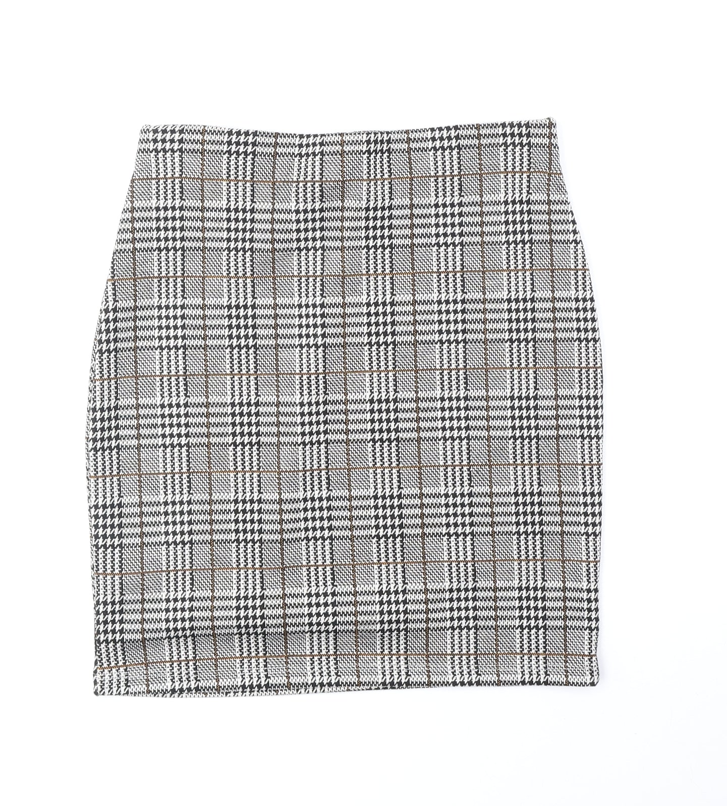 New Look Womens Black Plaid Polyester Straight & Pencil Skirt Size 8