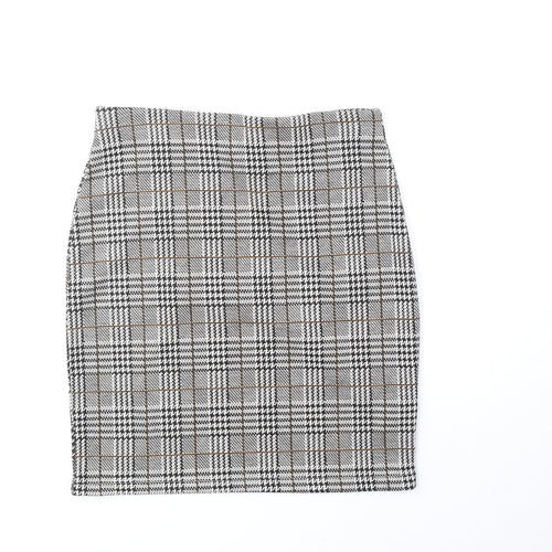 New Look Womens Black Plaid Polyester Straight & Pencil Skirt Size 8