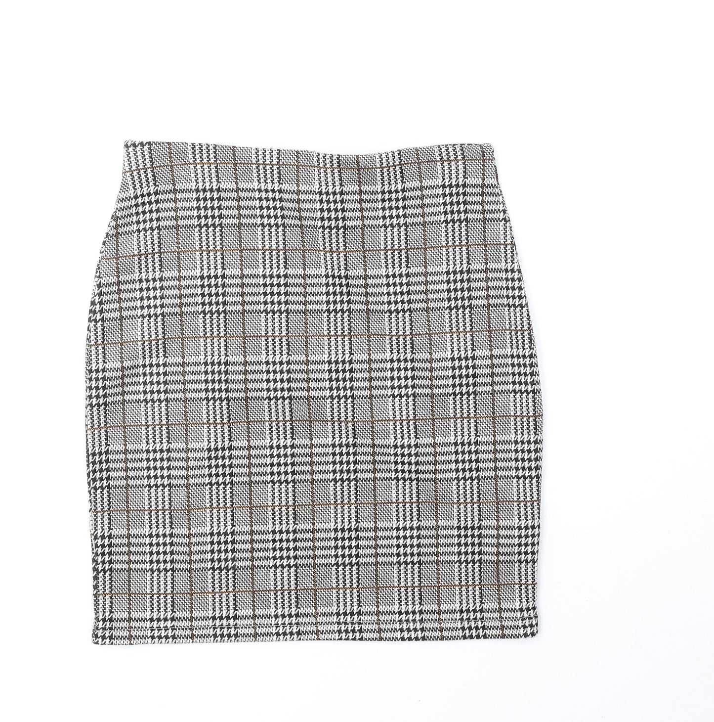 New Look Womens Black Plaid Polyester Straight & Pencil Skirt Size 8