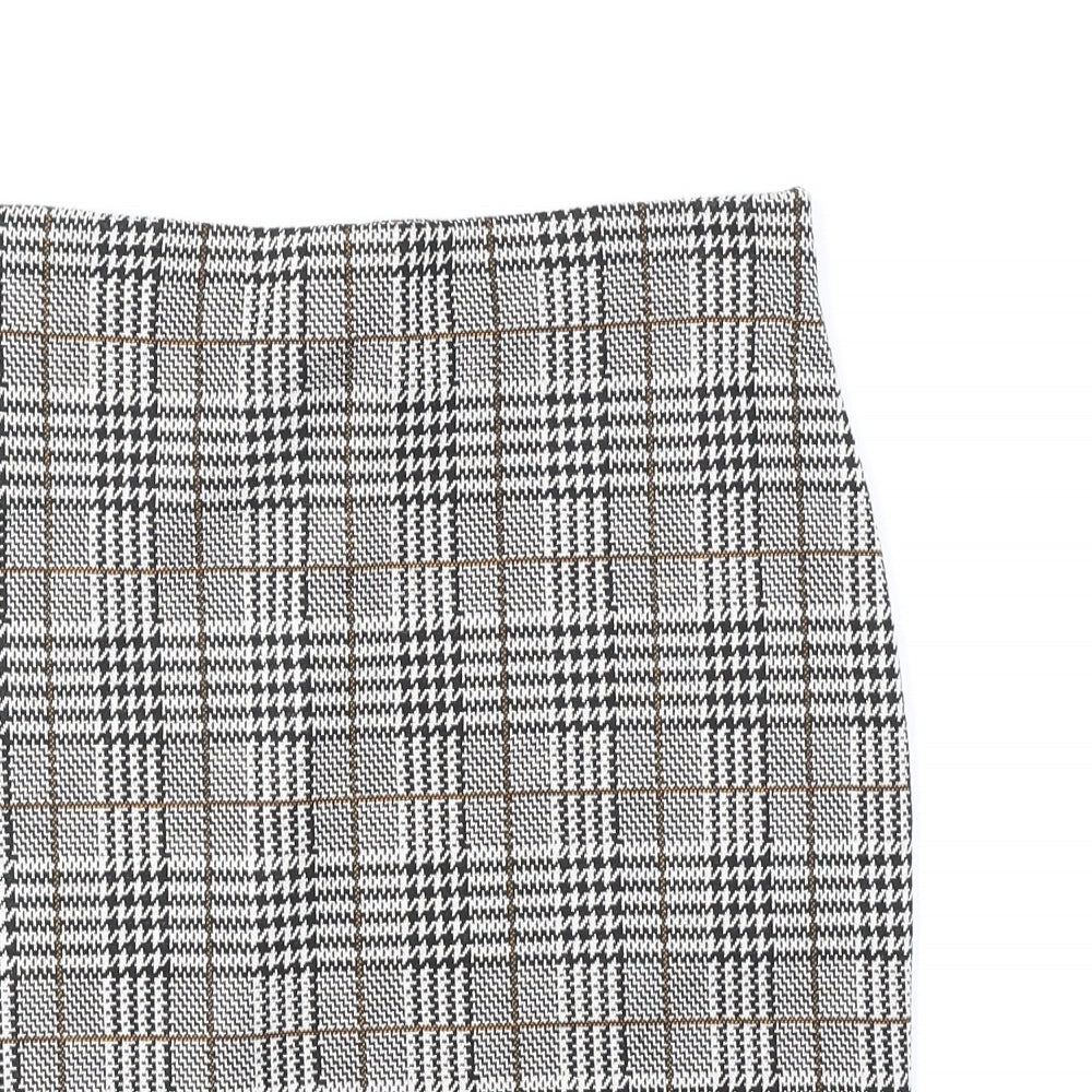 New Look Womens Black Plaid Polyester Straight & Pencil Skirt Size 8
