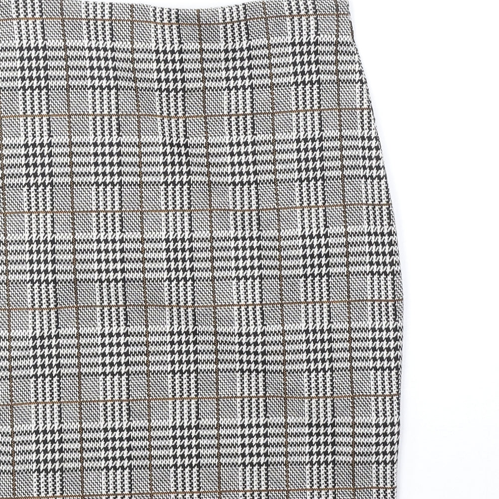 New Look Womens Black Plaid Polyester Straight & Pencil Skirt Size 8