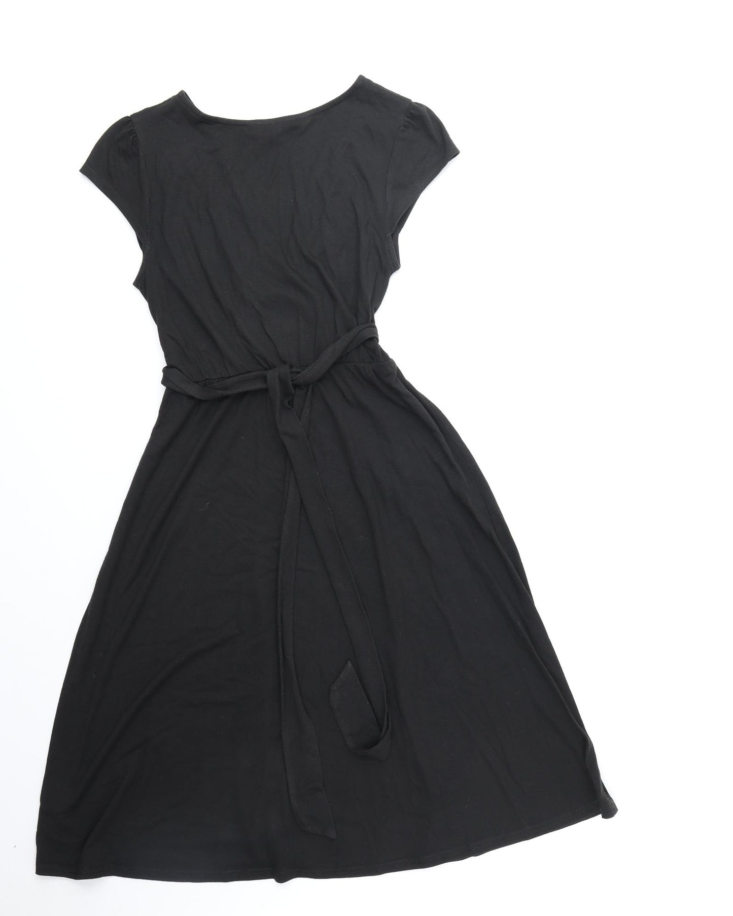 Kate Thomas Womens Black Polyester Fit & Flare Size 10 V-Neck Pullover
