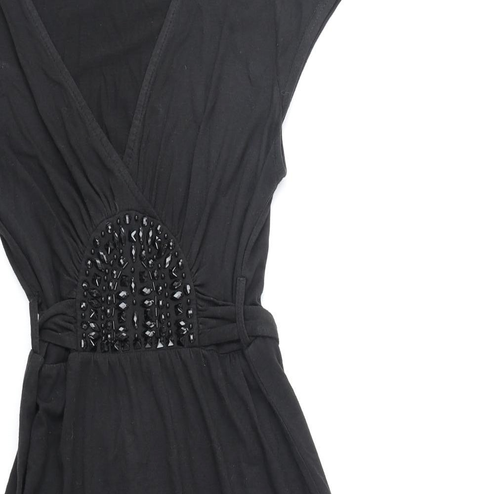 Kate Thomas Womens Black Polyester Fit & Flare Size 10 V-Neck Pullover