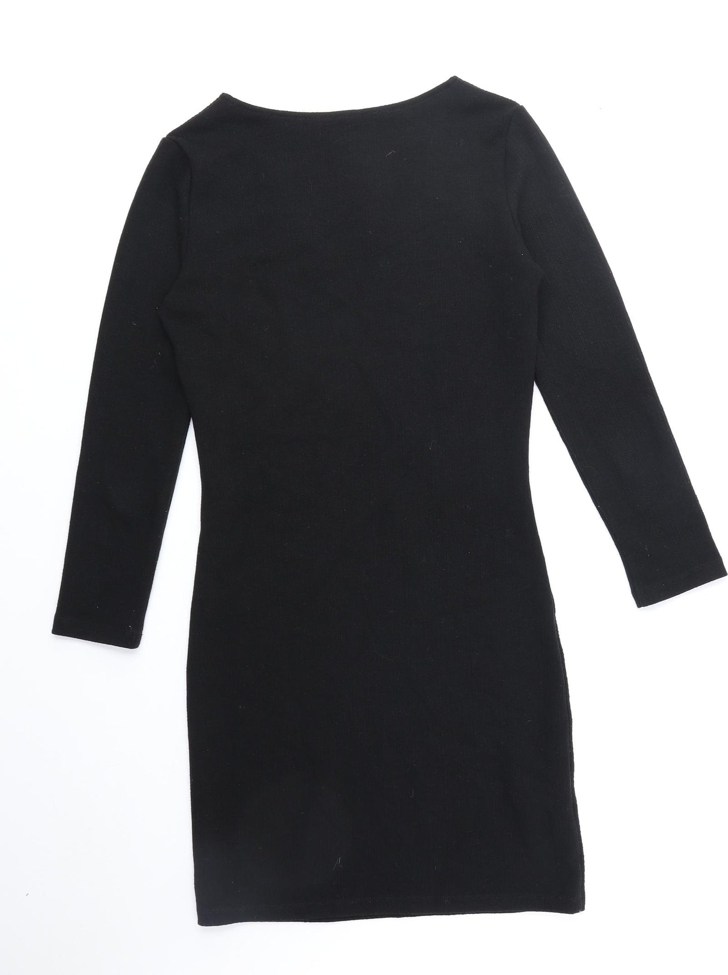 Mango Womens Black Polyester A-Line Size S V-Neck Pullover