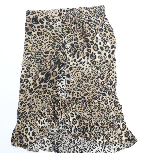 Soaked in Luxury Womens Brown Animal Print Viscose Trumpet Skirt Size M - Leopard Pattern