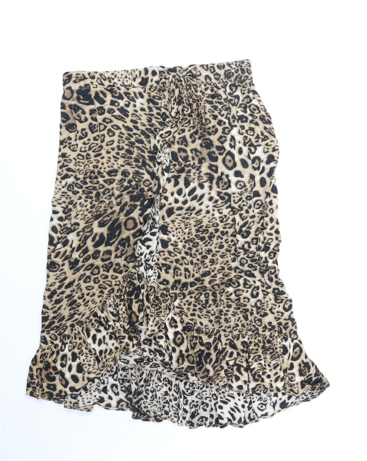 Soaked in Luxury Womens Brown Animal Print Viscose Trumpet Skirt Size M - Leopard Pattern