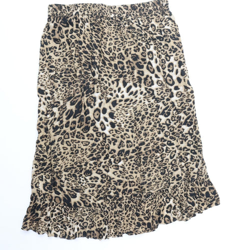 Soaked in Luxury Womens Brown Animal Print Viscose Trumpet Skirt Size M - Leopard Pattern