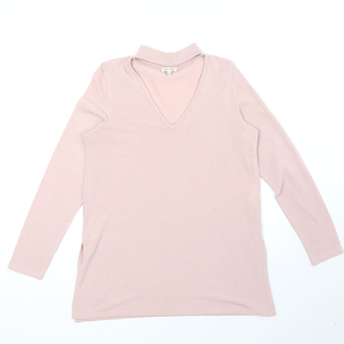 River Island Womens Pink Polyester Basic Blouse Size 10 V-Neck