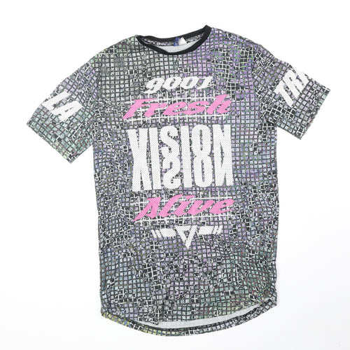 Divided Mens Multicoloured Geometric Polyester T-Shirt Size S Round Neck