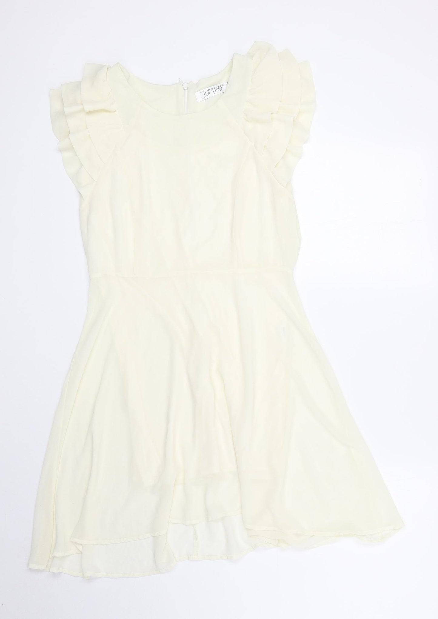 Jumpo Womens Ivory Polyester A-Line Size 12 Round Neck Zip
