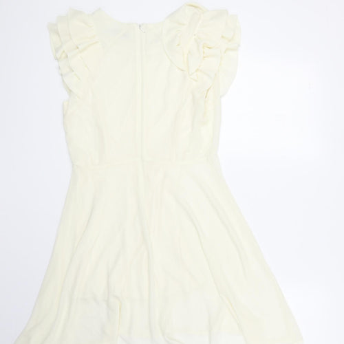 Jumpo Womens Ivory Polyester A-Line Size 12 Round Neck Zip
