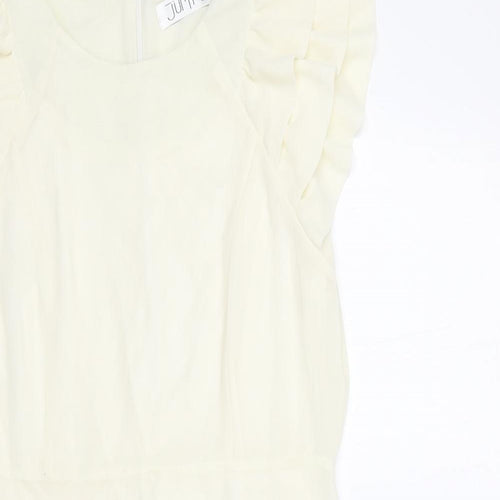 Jumpo Womens Ivory Polyester A-Line Size 12 Round Neck Zip