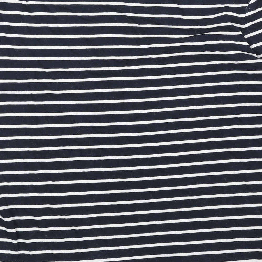 Jigsaw Womens Blue Striped 100% Cotton Basic T-Shirt Size S Round Neck