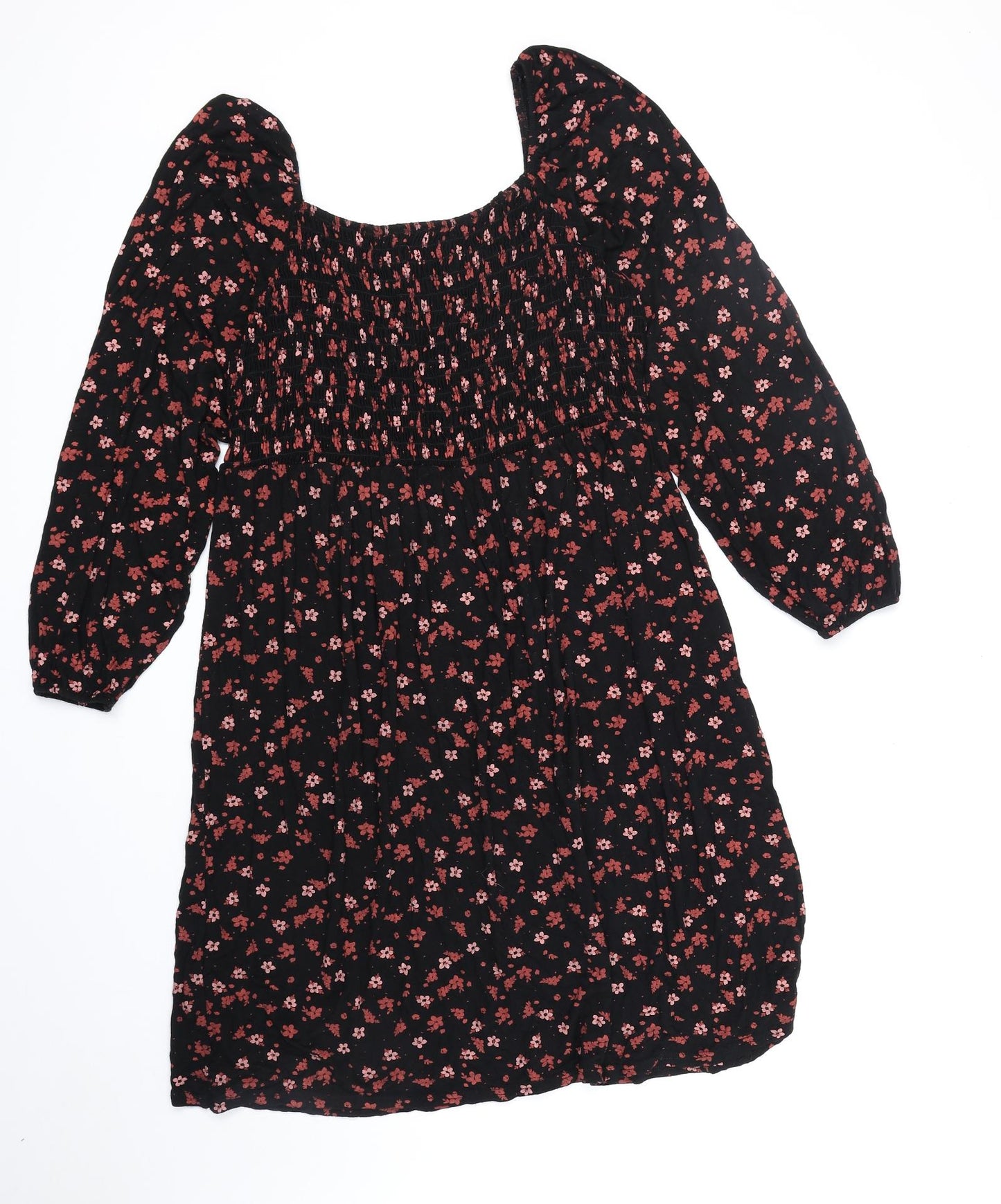 Papaya Womens Black Floral Viscose Trapeze & Swing Size 20 Scoop Neck Pullover