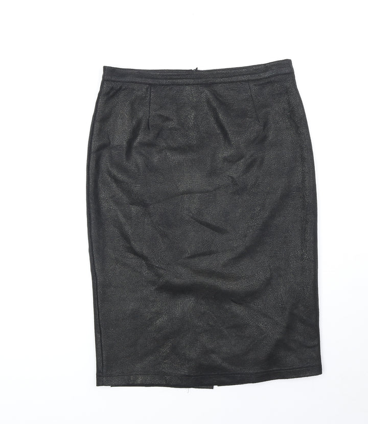 YNONYME Womens Black Polyester Straight & Pencil Skirt Size 12 Zip