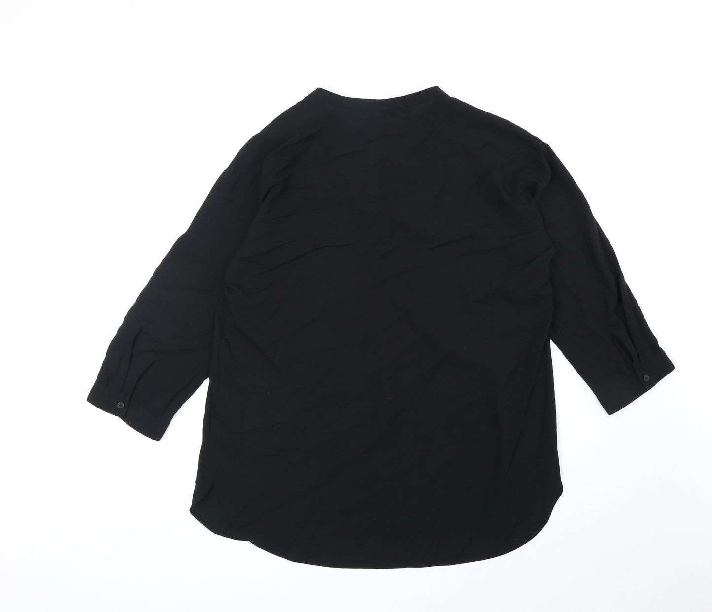 Uniqlo Womens Black Polyester Basic Blouse Size M V-Neck