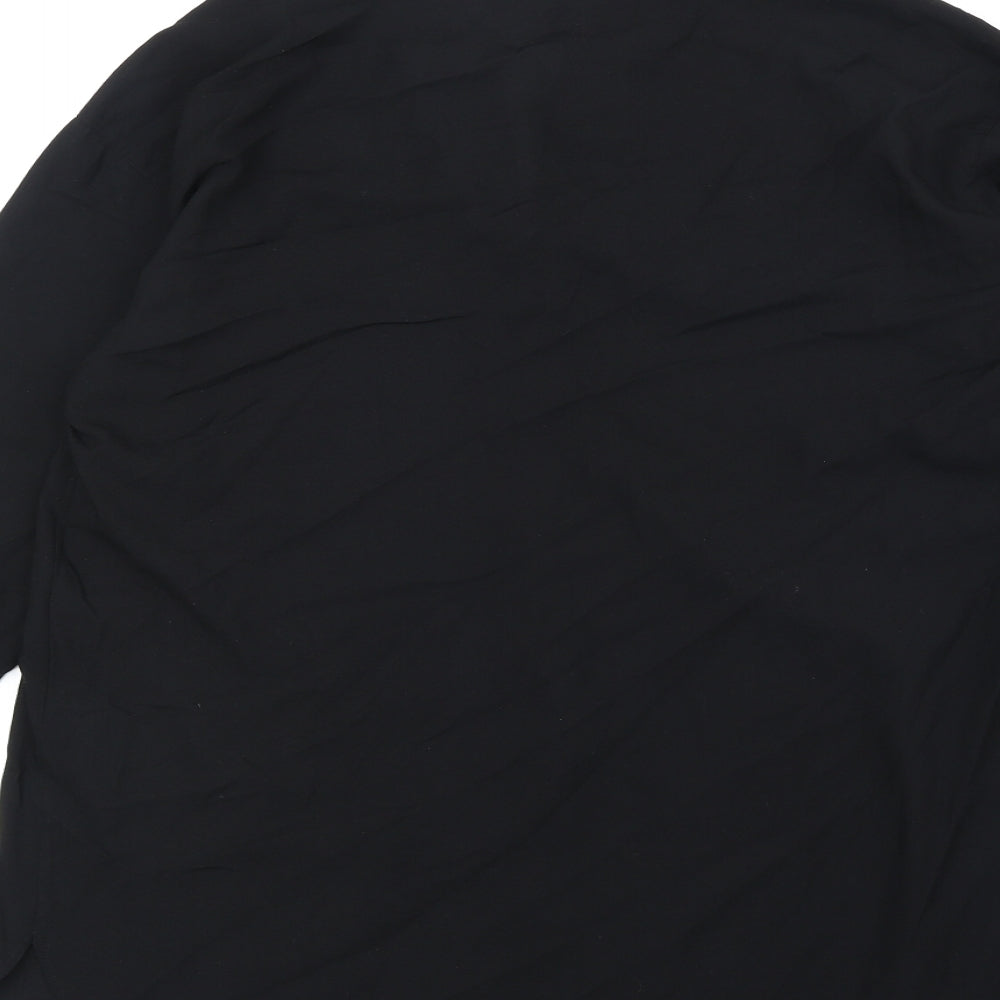 Uniqlo Womens Black Polyester Basic Blouse Size M V-Neck
