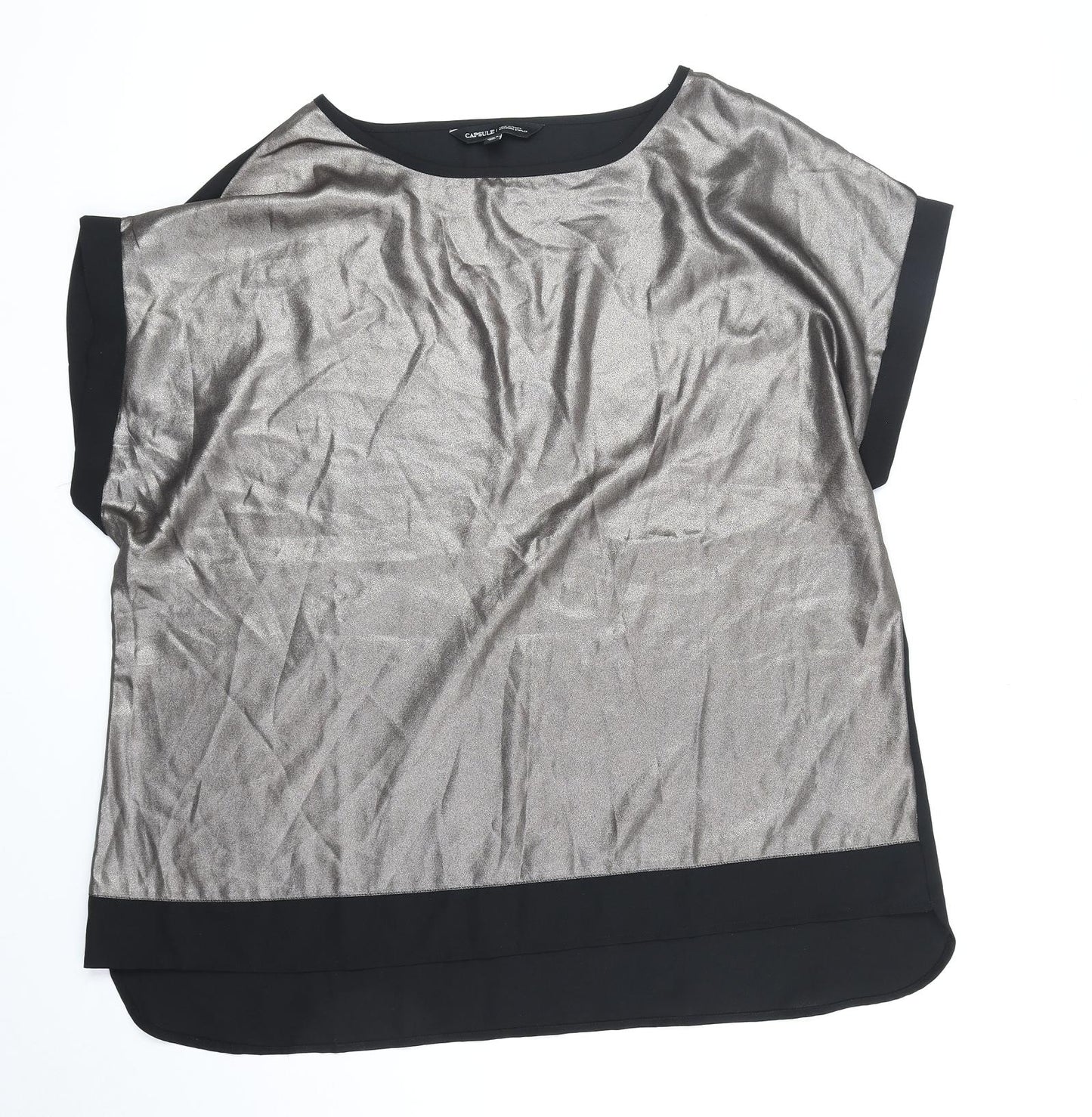 Capsule Womens Black Polyester Basic T-Shirt Size 20 Round Neck