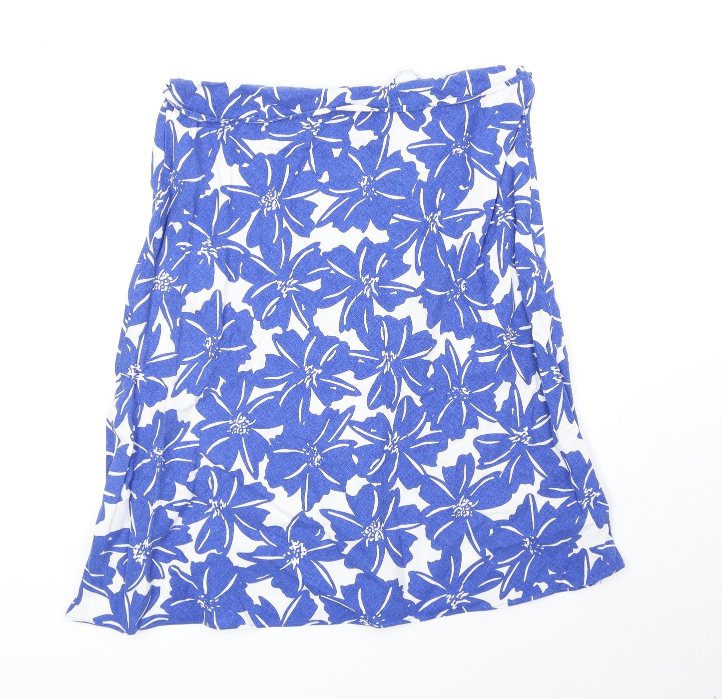 Marks and Spencer Womens Blue Floral Linen Trumpet Skirt Size 14